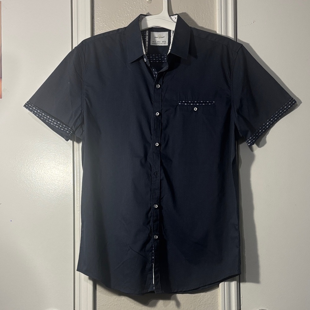 Elegant Dark Blue Men's Button Down Shirt